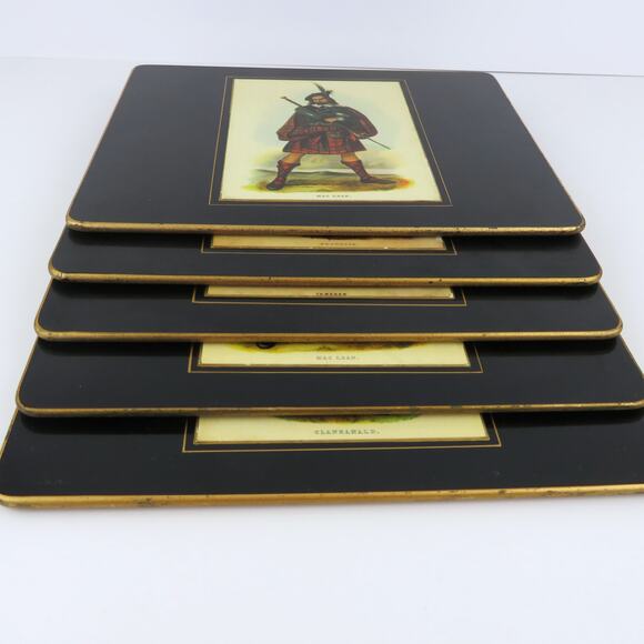 Vtg Lady Clare Scottish Clan Mini Placemats Set of 4 Felt Back Made in England - Picture 3 of 15